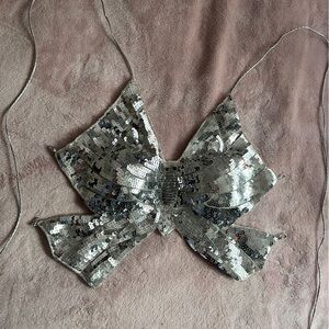 silver sequin butterfly crop top